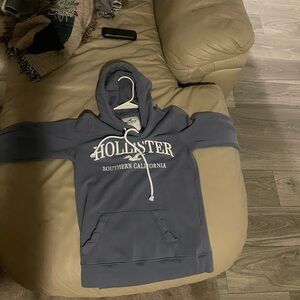 Hollister Men's Gray Hoodie with Logo